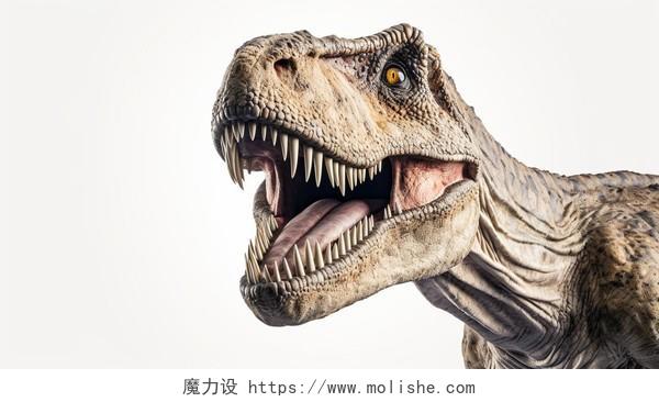 白色背景上的张着嘴的恐龙动物灭绝生物